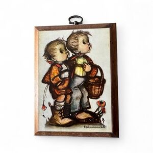 Vintage Hummel-Style Wood plague- 5x7” Wall Hanging